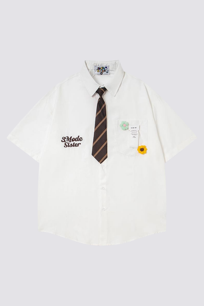 Sable Thread Embroidered Flower Shirts