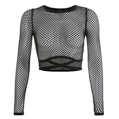 Black See-through Fishnet Mesh Top