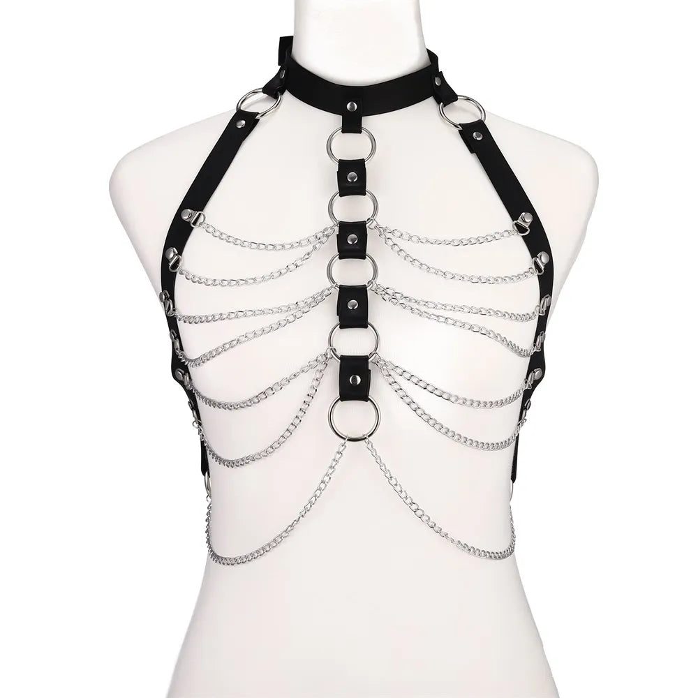 HoloGlam Punk Leather Harness Top