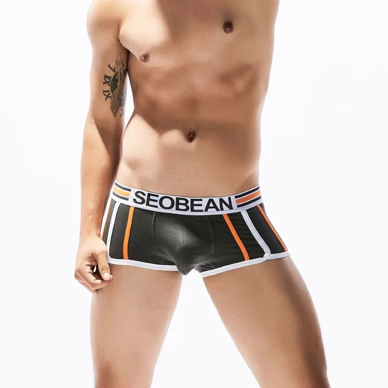 SEOBEAN Racing Stripes Low Rise Boxer Briefs