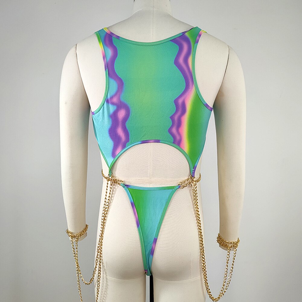 Acid Vibrations Hollow Chain Thong Bodysuit