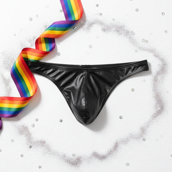 Shimmer PU Leather Low Waist Briefs