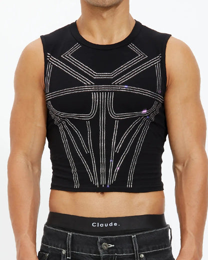 Armour Rhinestone Mid Crop Tank Top