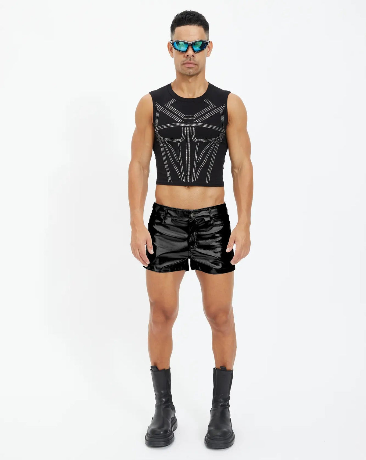 Armour Rhinestone Mid Crop Tank Top
