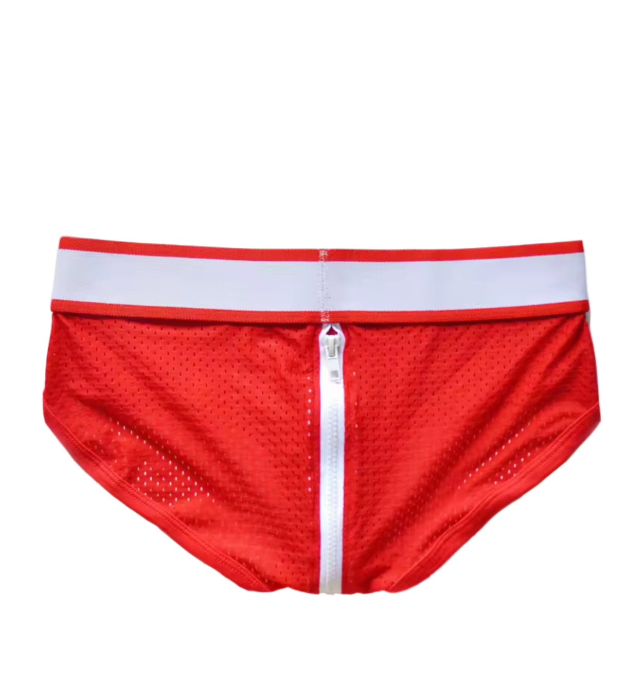 Dog & Master Mesh Mesh Zipper Bum Briefs Red