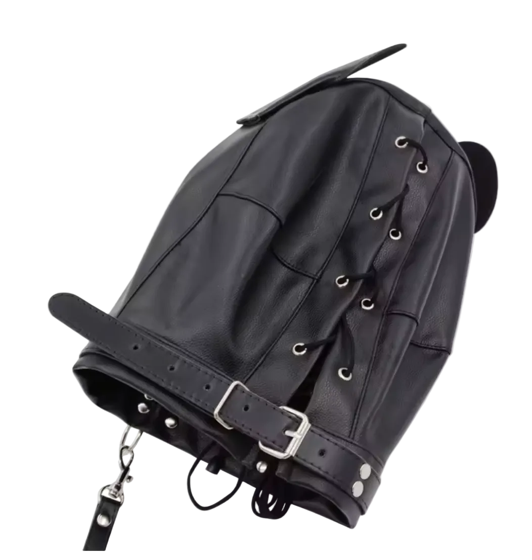 Pu Leather Zipper Blackout Hood