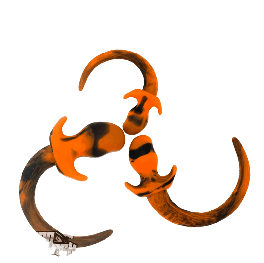 Marble Silicone Puppy Tail Plug Orange
