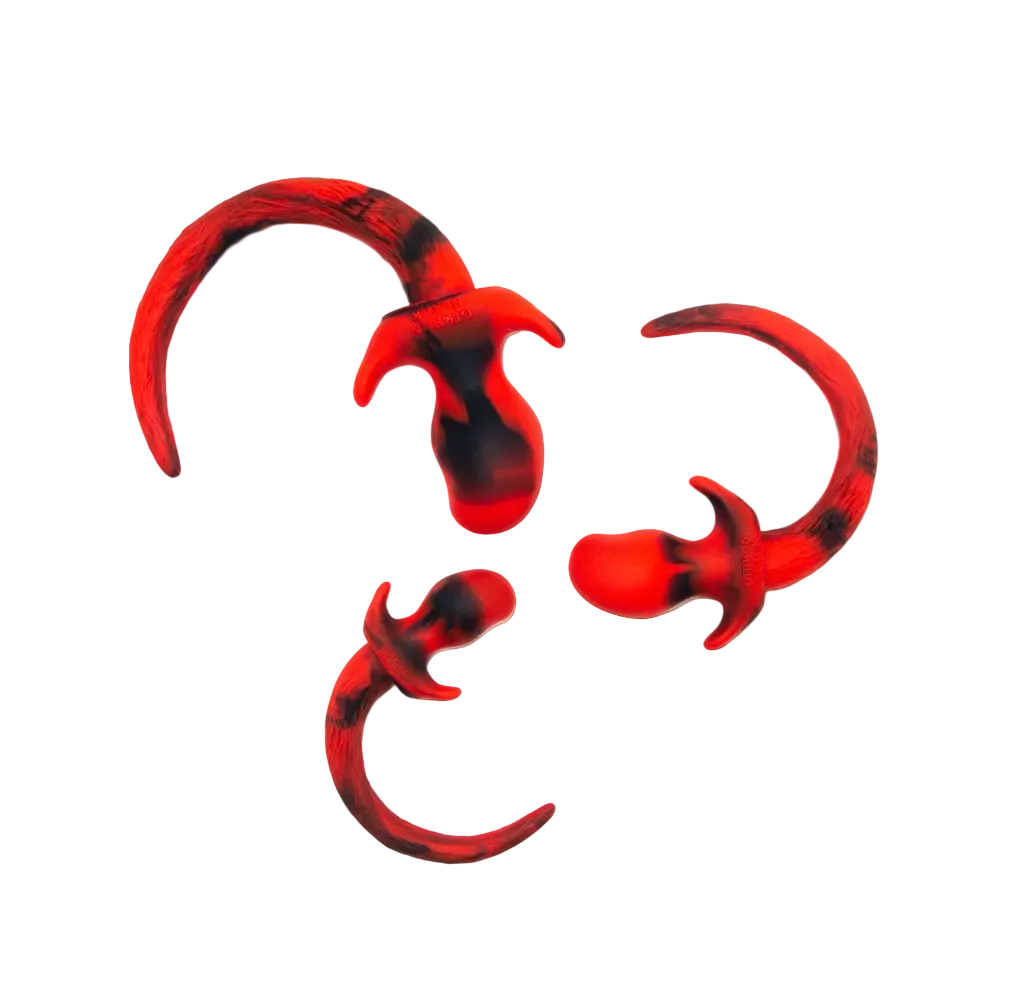 Marble Silicone Puppy Tail Plug Red