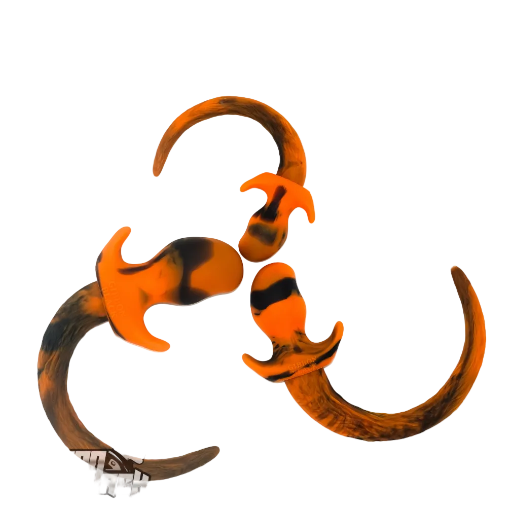 Marble Silicone Puppy Tail Plug Orange