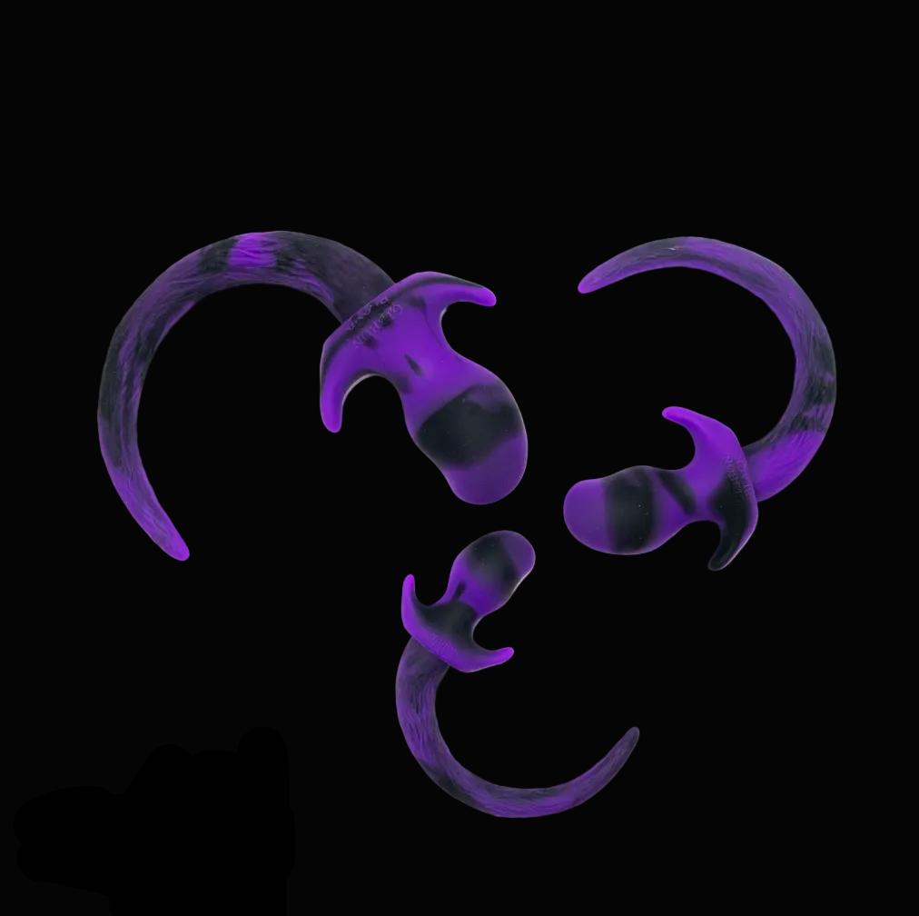 Marble Silicone Puppy Tail Plug Purple