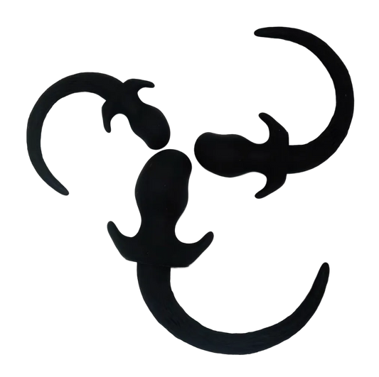 Marble Silicone Puppy Tail Plug  Black