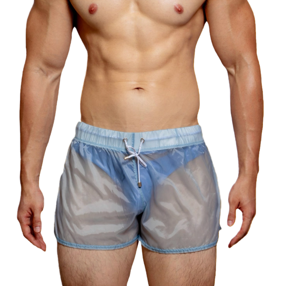 Dog & Master Low Waist Translucent Shorts Blue