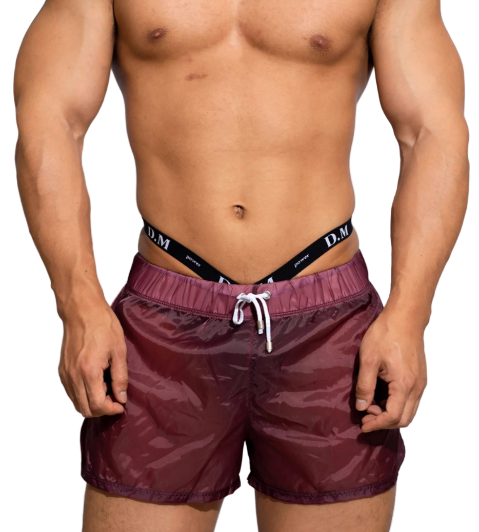 Dog & Master Low Waist Translucent Shorts Wine Red