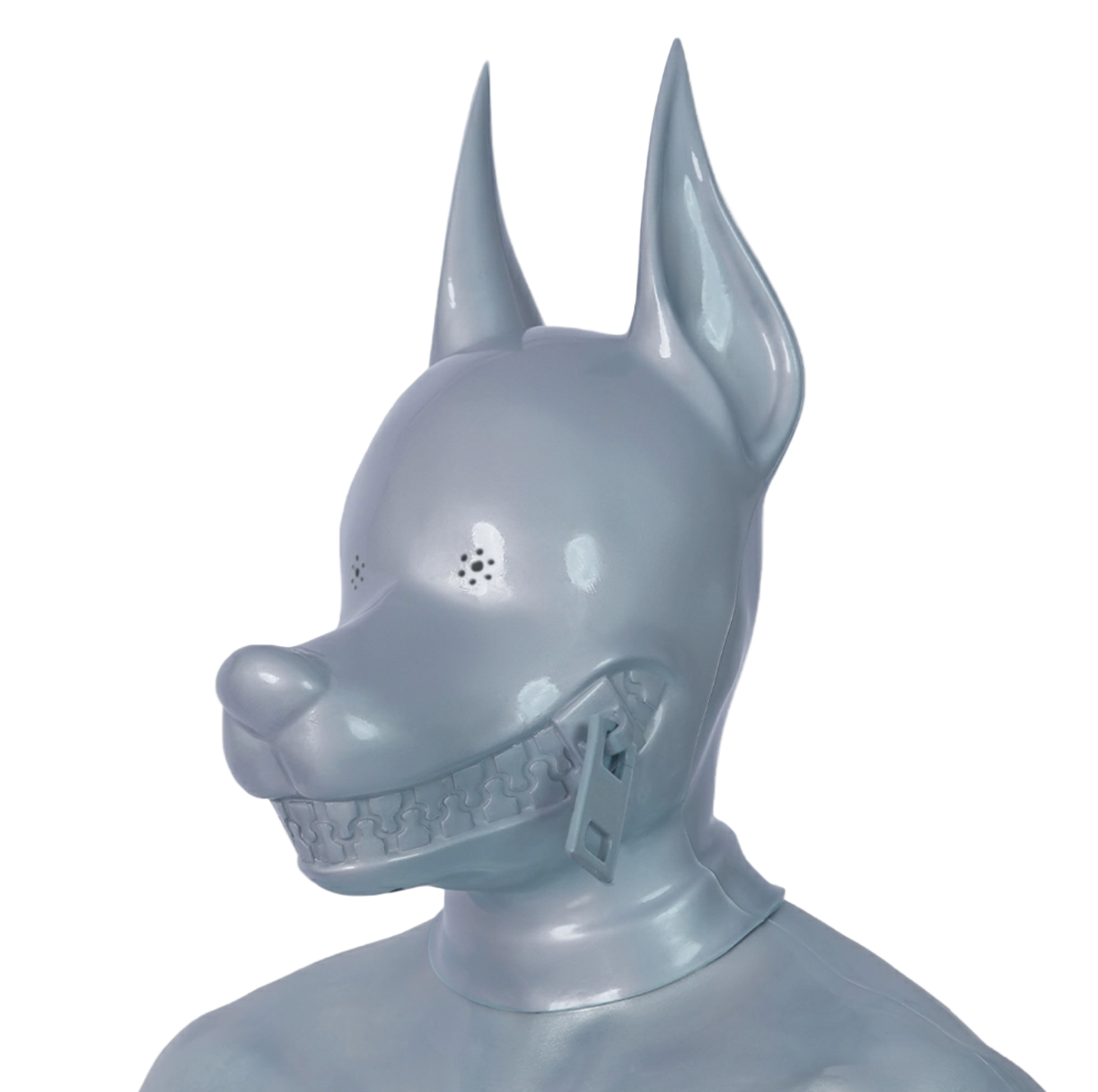 Furrjoi Zipper Dog Hood Silver Perforated Eyes