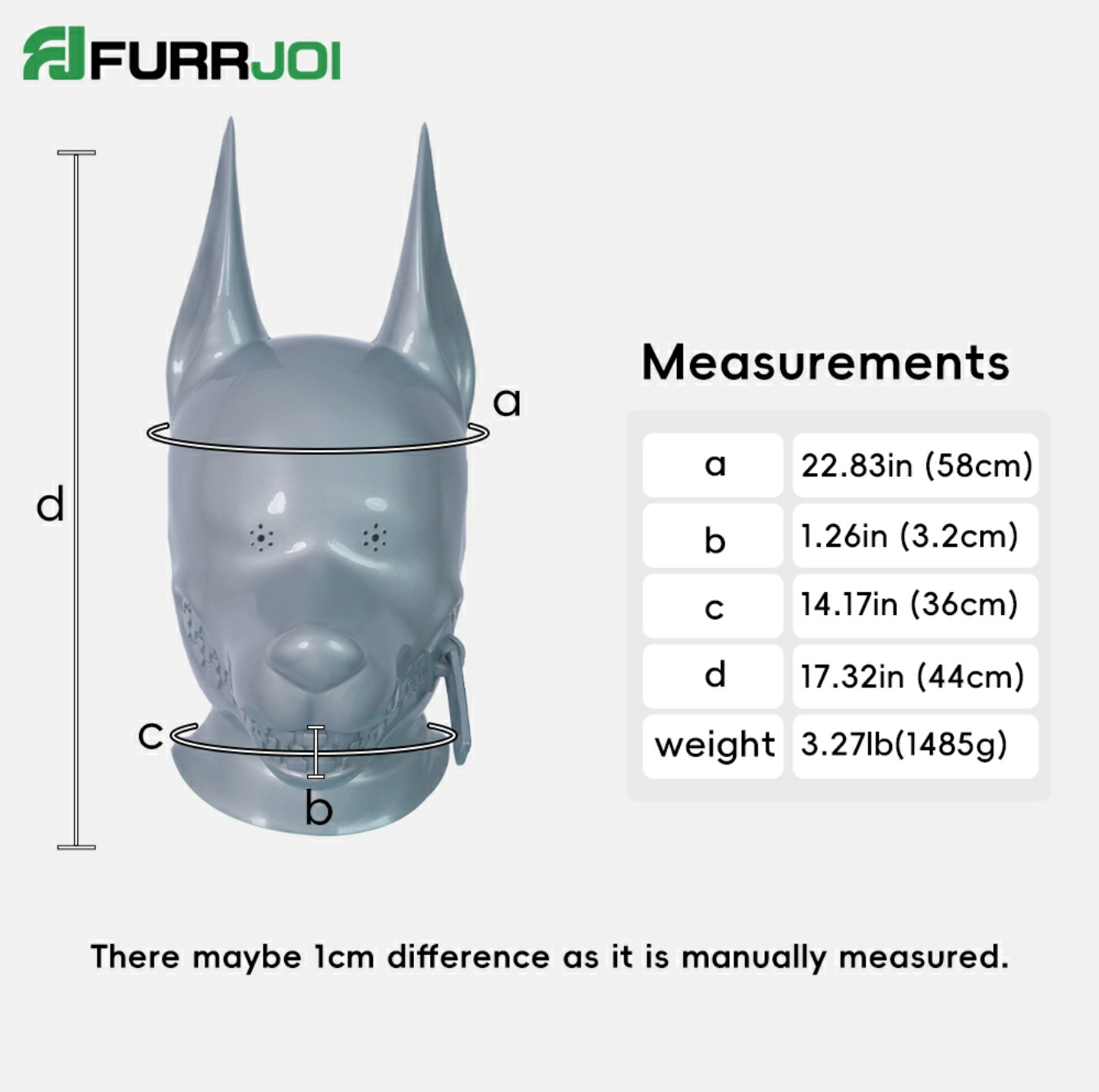 Furrjoi Zipper Dog Hood Silver Perforated Eyes