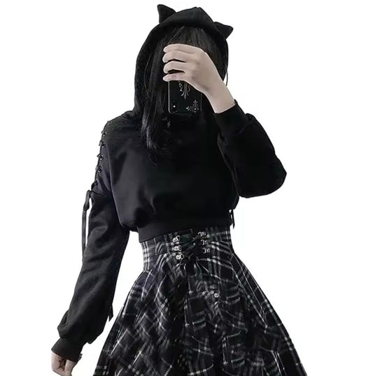 Cat Crop Top Hoodie