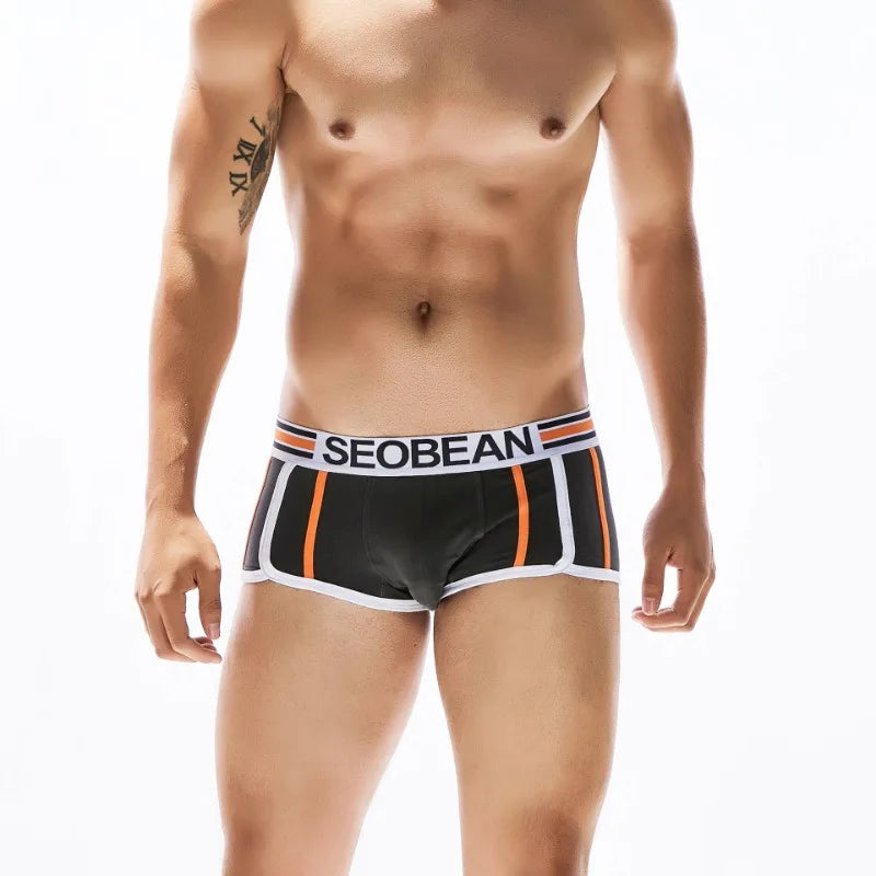 SEOBEAN Racing Stripes Low Rise Boxer Briefs