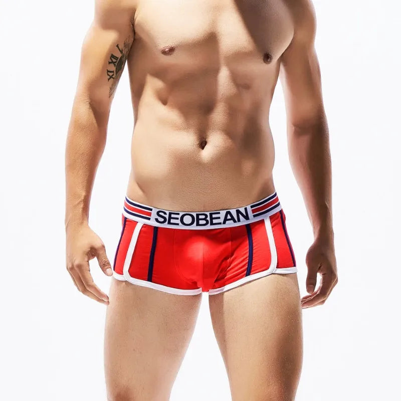 SEOBEAN Racing Stripes Low Rise Boxer Briefs