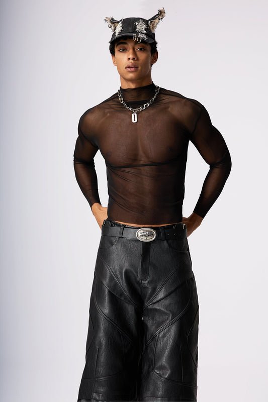 Second Skin High Neck Mesh Top