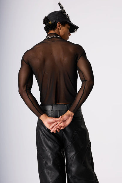 Second Skin High Neck Mesh Top