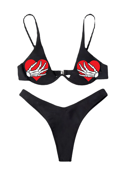 Seduce Net Print Bikini Two Piece Set Black