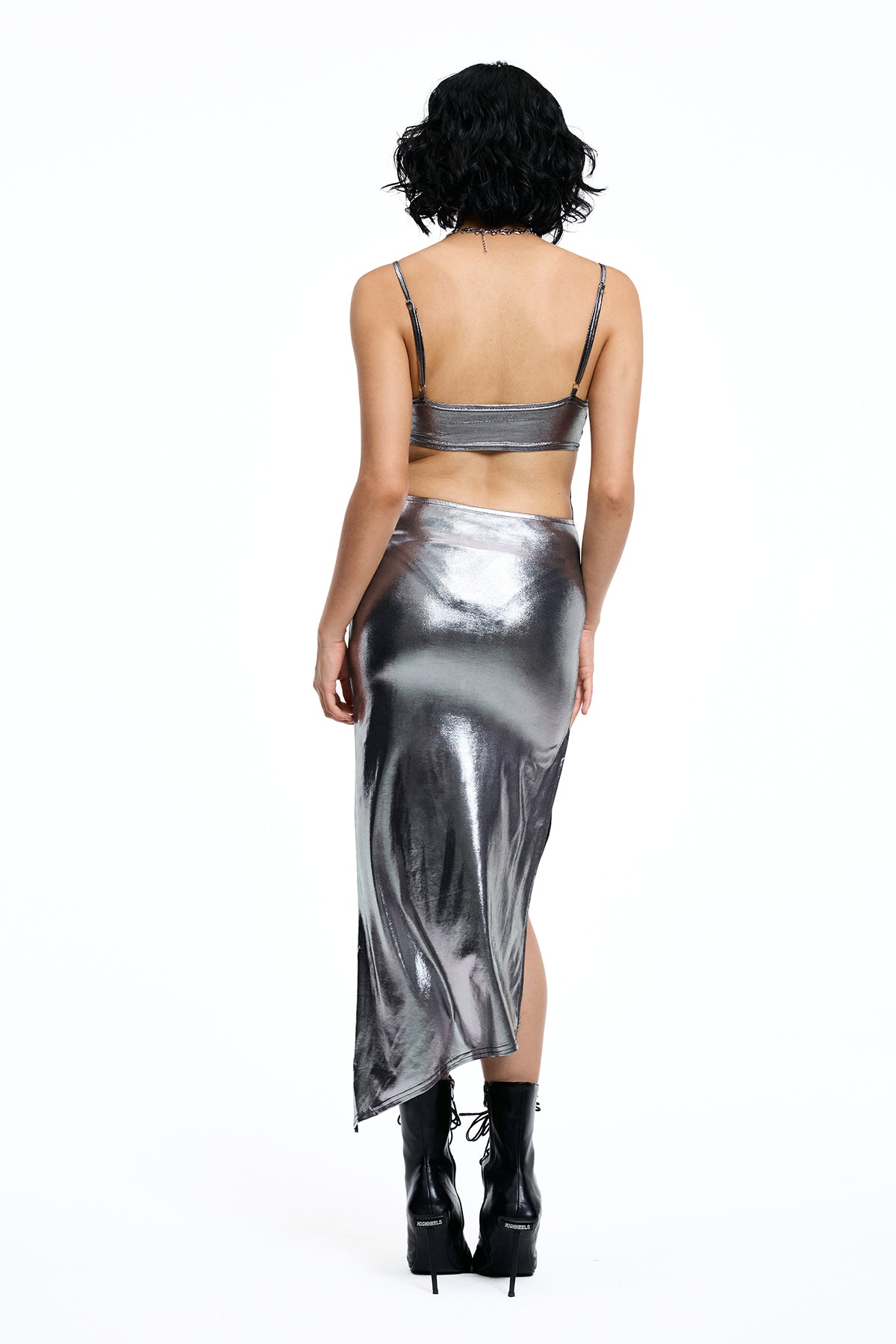 Shadow Back Metallic Cutout Dress