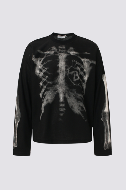 Shadow Graphic Print Long Sleeve Top