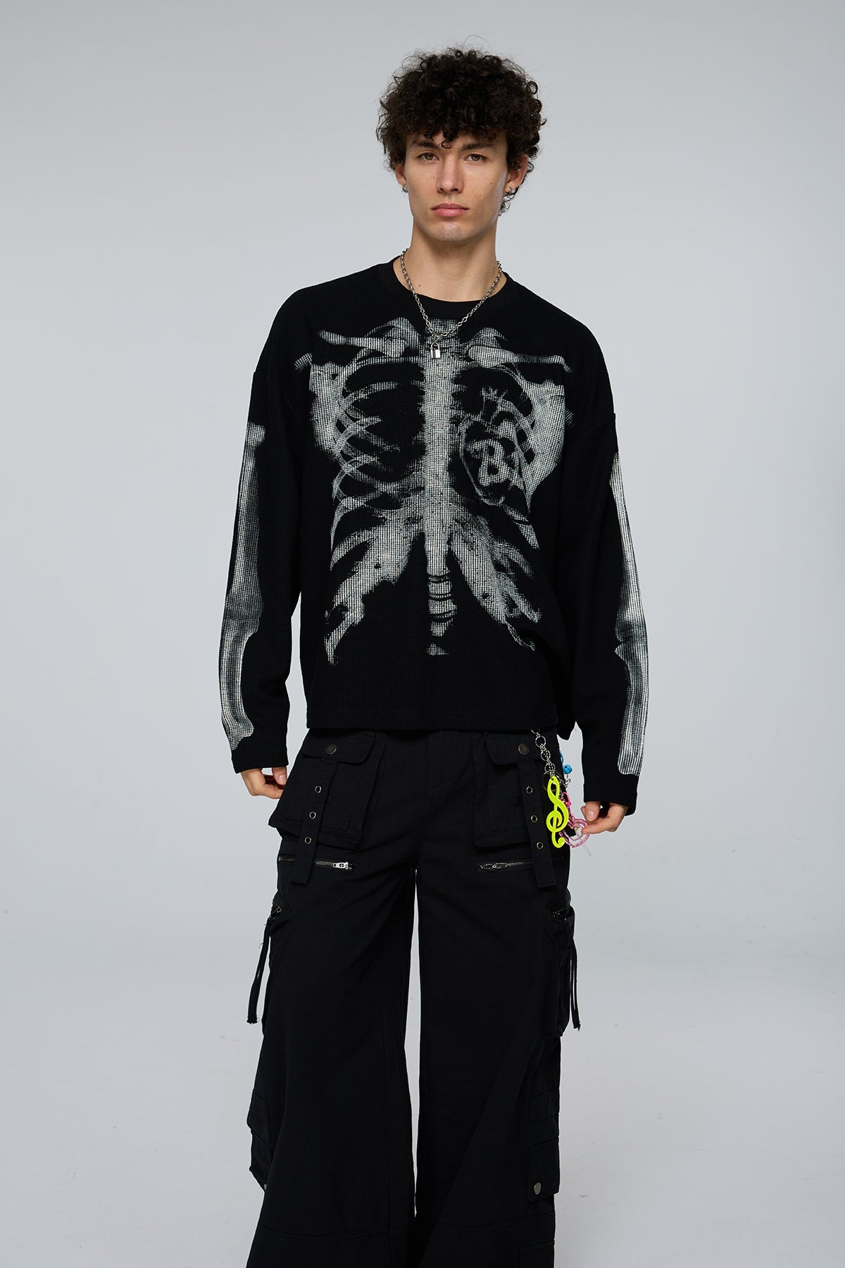 Shadow Graphic Print Long Sleeve Top