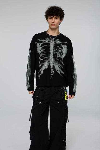 Shadow Graphic Print Long Sleeve Top