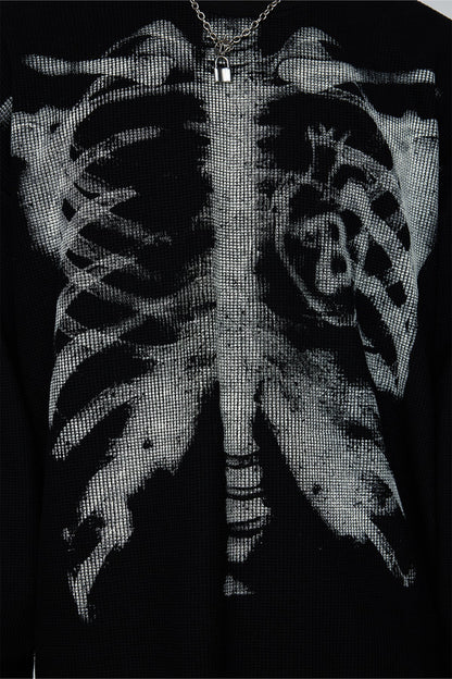 Shadow Graphic Print Long Sleeve Top