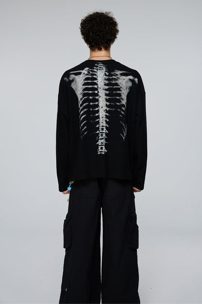 Shadow Graphic Print Long Sleeve Top