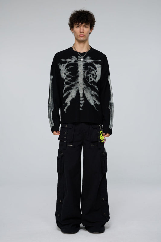 Shadow Graphic Print Long Sleeve Top