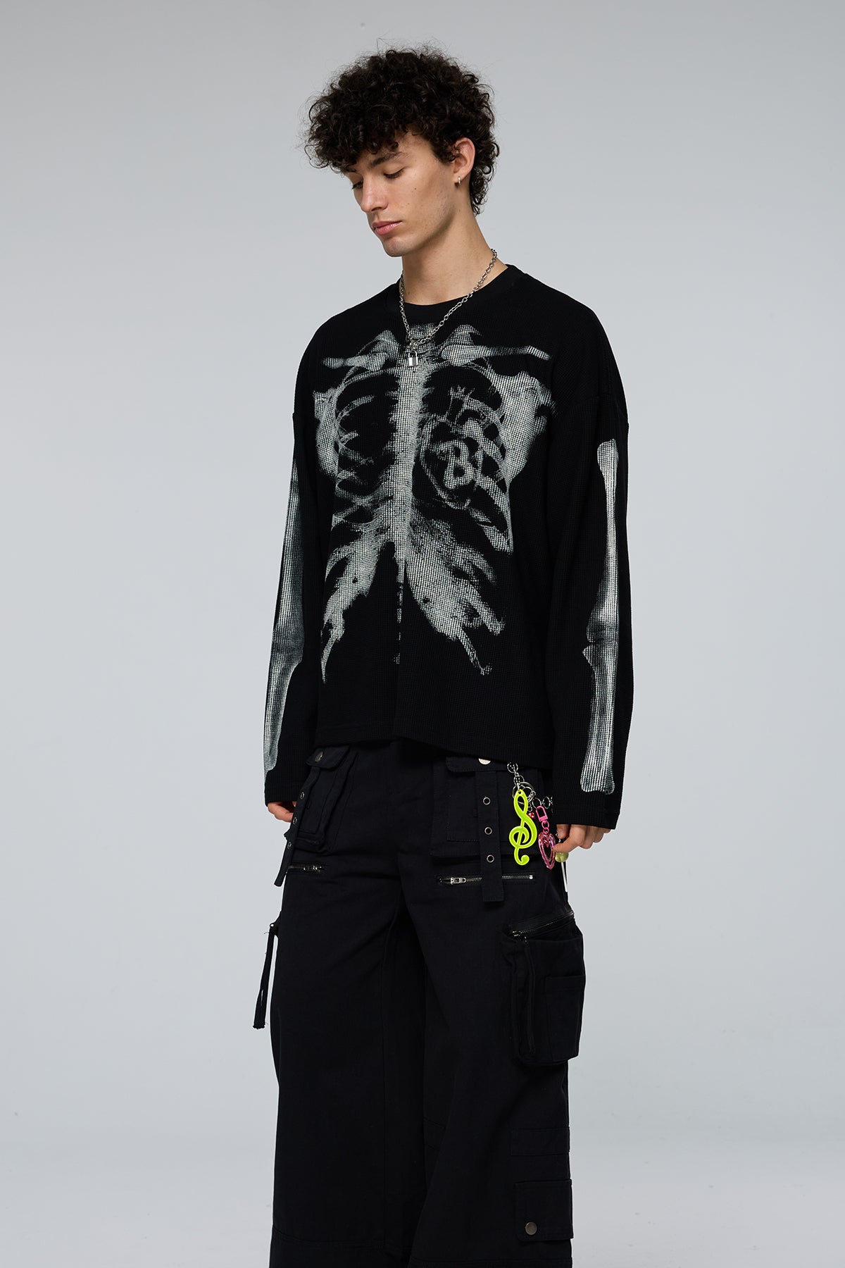 Shadow Graphic Print Long Sleeve Top