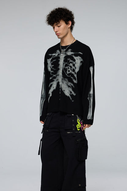Shadow Graphic Print Long Sleeve Top
