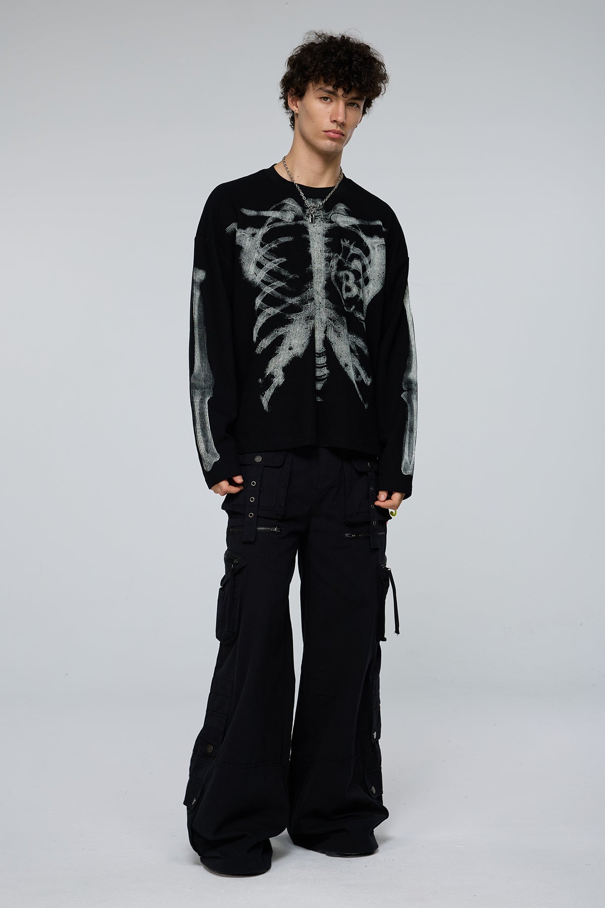 Shadow Graphic Print Long Sleeve Top