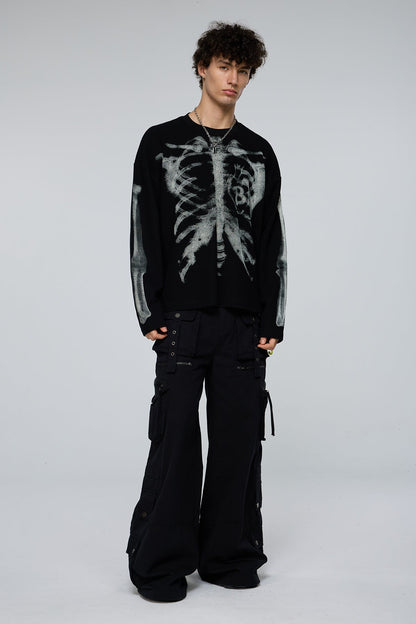 Shadow Graphic Print Long Sleeve Top