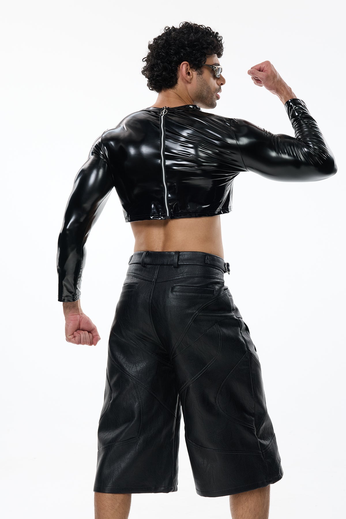 Shadow Grip Cutout Leather Crop Top