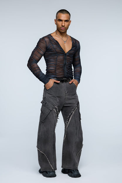 Shadow Logic Mesh V Neck Top