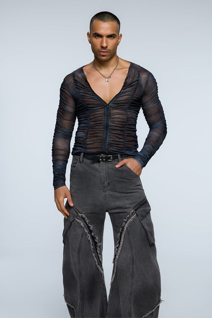 Shadow Logic Mesh V Neck Top