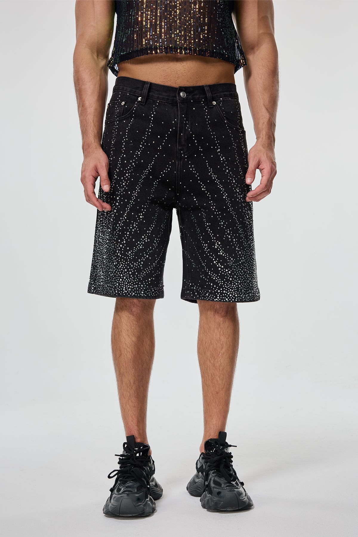 Shadow Mileage Rhinestone Denim Shorts