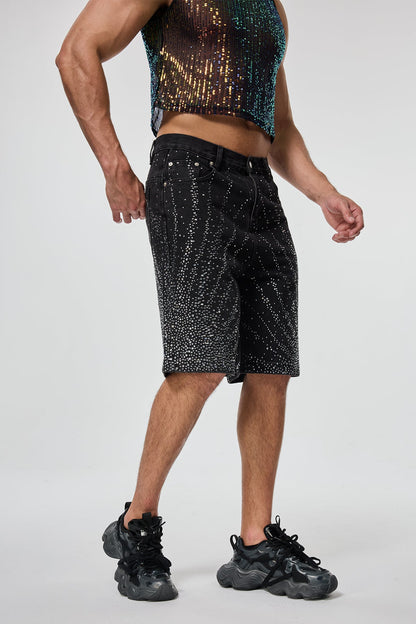Shadow Mileage Rhinestone Denim Shorts