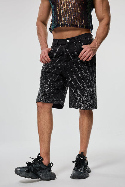 Shadow Mileage Rhinestone Denim Shorts