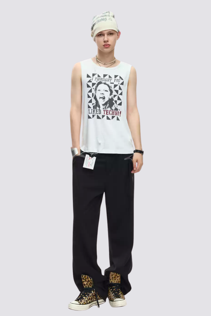 Shadow Press Print Sleeveless Top