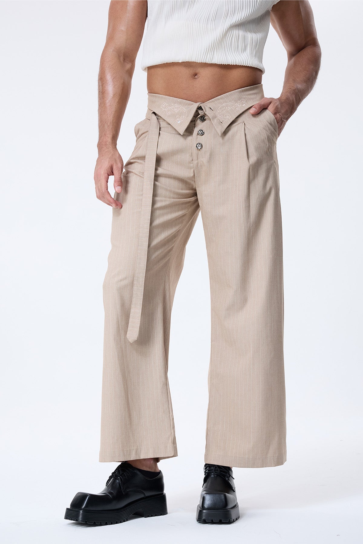 Shadow Pulse Embroidery Straight Pants