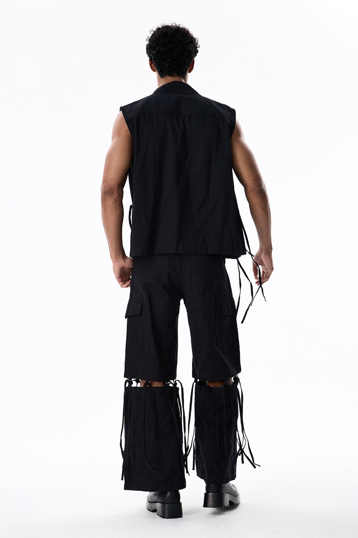 Shadow Sheet Sleeveless Cutout Fringe Pants Set