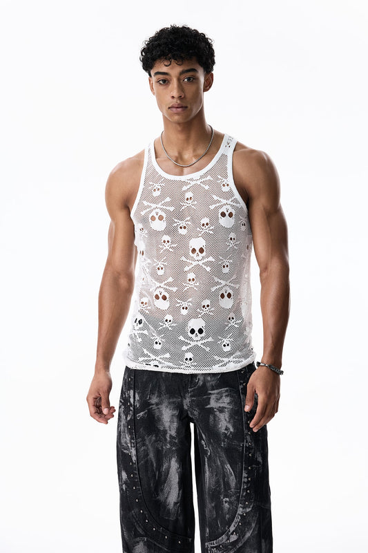 Shadow Thread Skeleton Sleeveless Top