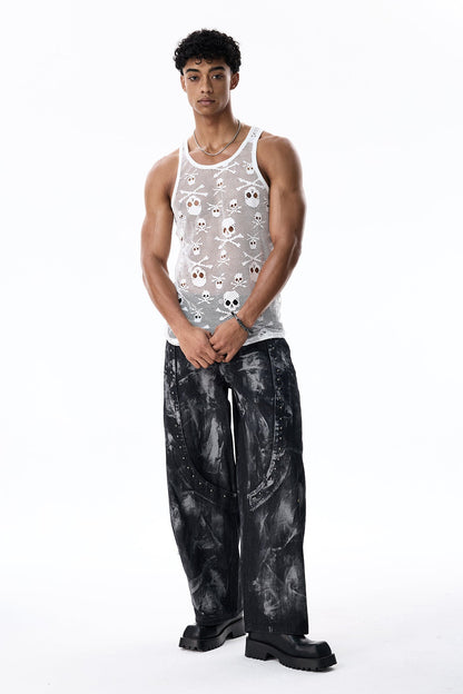 Shadow Thread Skeleton Sleeveless Top