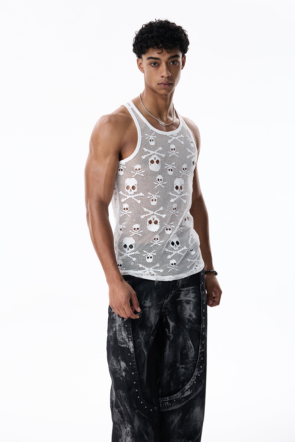 Shadow Thread Skeleton Sleeveless Top