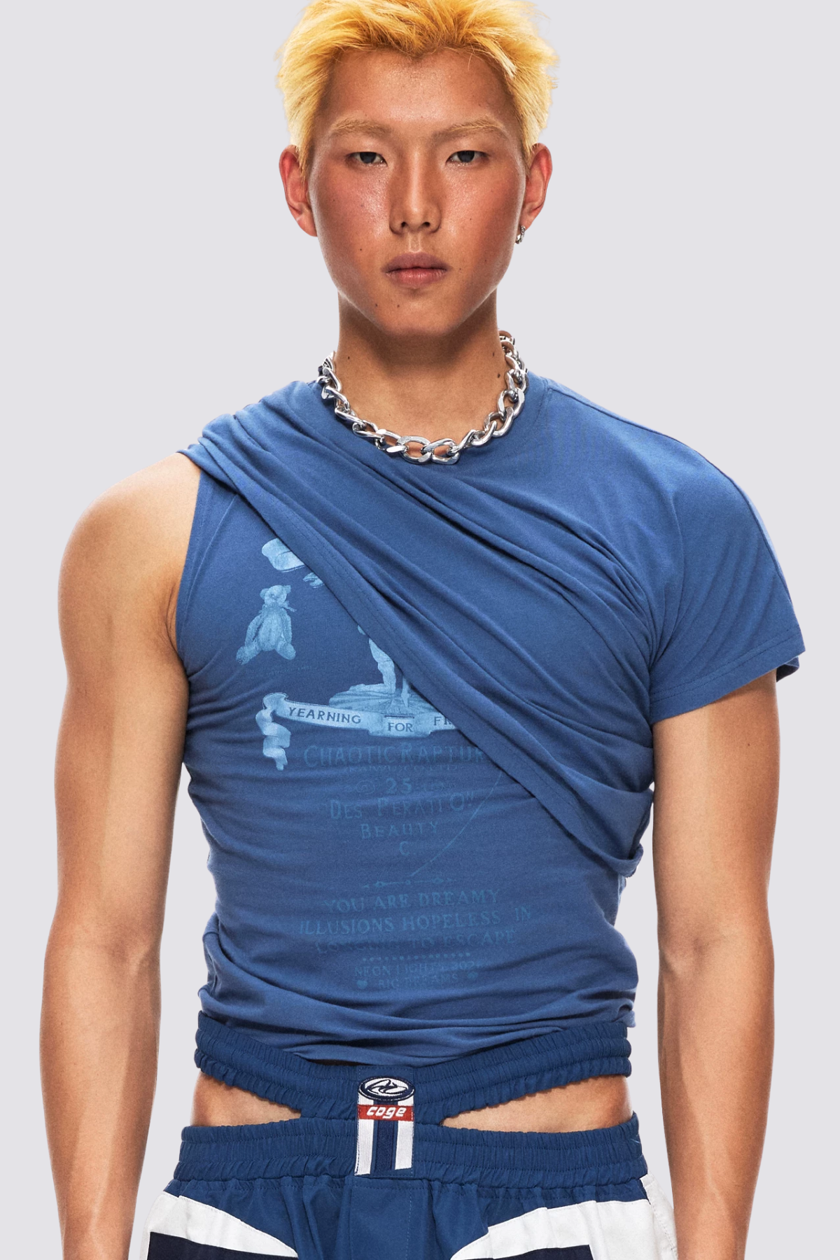 Shadow Trace Deconstructed Asymmetric Draped Top