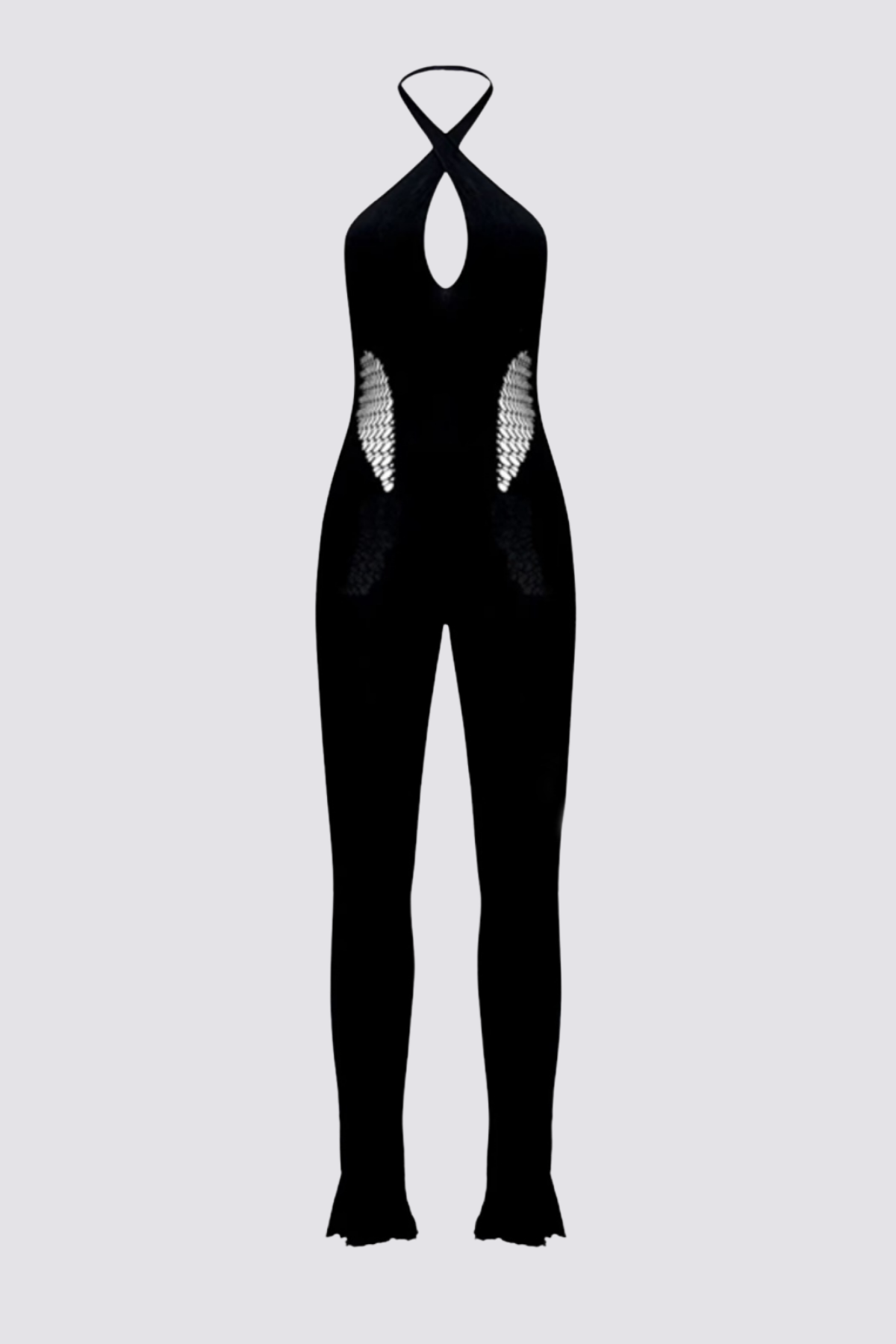 Shadow Wrap Halter Neck Cutout Jumpsuit